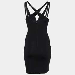 Pre Owned Versus Versace Black Stretch Knit Cross Back Detail Short Dress S