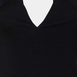 Pre Owned Versus Versace Black Stretch Knit Cross Back Detail Short Dress S
