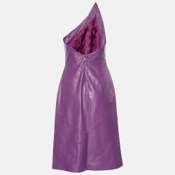 Pre Owned Versus Versace Vintage Purple Chain Detail Leather Dress M