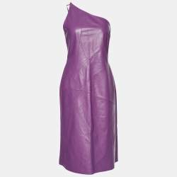 Pre Owned Versus Versace Vintage Purple Chain Detail Leather Dress M