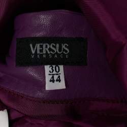 Pre Owned Versus Versace Vintage Purple Chain Detail Leather Dress M
