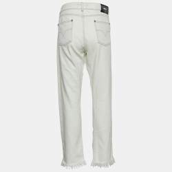 Versus Versace Cream Denim Distressed Jeans M