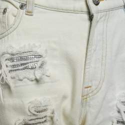 Versus Versace Cream Denim Distressed Jeans M