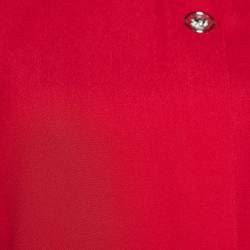 Pre Owned Versus Versace Red Crepe Lion Brooch Detail Mini Dress S