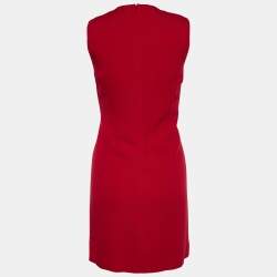 Pre Owned Versus Versace Red Crepe Lion Brooch Detail Mini Dress S