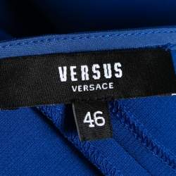 Pre Owned Versus Versace Royal Blue Pin Fastening Detail One Shoulder Top L