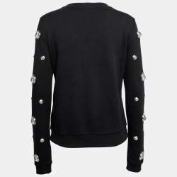 Pre Owned Versus Versace Black All Over Embellished Cotton Crewneck Sweatshirt L