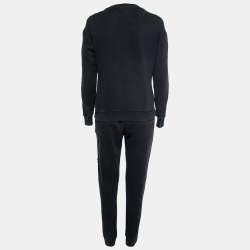 Pre Owned Versus Versace Black Zip Detailing Cotton Sweatshirt & Joggers Set S