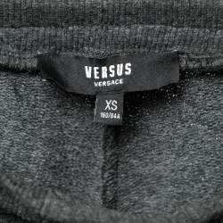 Versus Versace Grey Cotton Zip Detail Logo Tape Trimmed Joggers XS