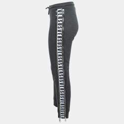 Versus Versace Grey Cotton Zip Detail Logo Tape Trimmed Joggers XS