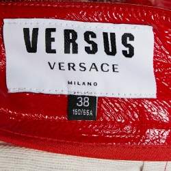 Pre Owned Versus Versace Red Faux Leather Mini Skirt S