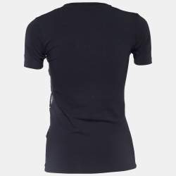 Versus Versace Black Sequined Jersey Camo Print T-Shirt XS