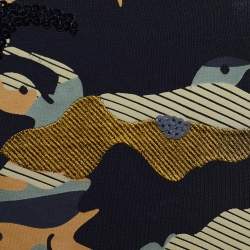 Versus Versace Black Sequined Jersey Camo Print T-Shirt XS