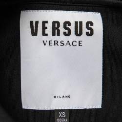 Pre Owned Versus Versace Black Knit Metallic Logo Detail Midi Dress XS