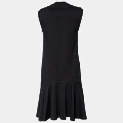 Pre Owned Versus Versace Black Knit Metallic Logo Detail Midi Dress XS