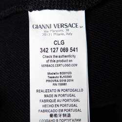 Pre Owned Versus Versace Black Knit Metallic Logo Detail Midi Dress XS