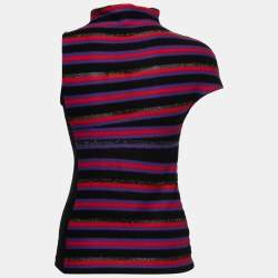Pre Owned Versus Versace Multicolor Striped Knit Asymmetric Top M