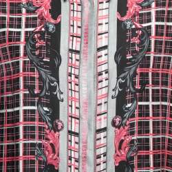 Pre Owned Versus Versace Pink & Grey Printed Silk Button Front Shirt M