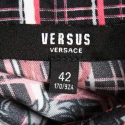 Pre Owned Versus Versace Pink & Grey Printed Silk Button Front Shirt M