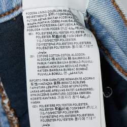 Pre Owned Versus Versace Blue Denim Logo Printed Side Strip Detail Slim Fit Jeans S Waist 28"