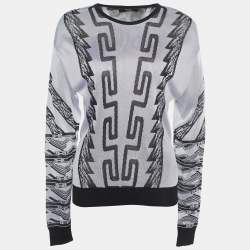 Pre Owned Versus Versace Monochrome Intarsia Knit Jumper M