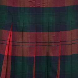 Versus Versace Red Plaid Cotton Asymmetrical Pleated Mini Skirt M