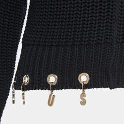 Versus Versace Black Rib Knit Logo Charm Detail Sweater S