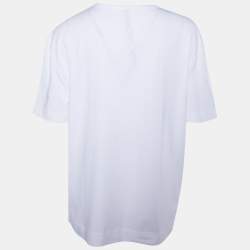 Pre Owned Versus Versace White Lion Head Printed Cotton Knit T-Shirt XL