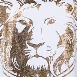 Pre Owned Versus Versace White Lion Head Printed Cotton Knit T-Shirt XL