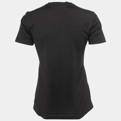 Pre Owned Versus Versace Black Contrast Logo Detail Cotton Crew Neck Half Sleeve T-Shirt S