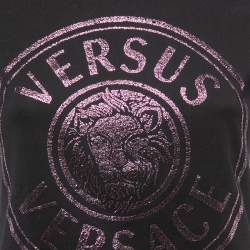Pre Owned Versus Versace Black Contrast Logo Detail Cotton Crew Neck Half Sleeve T-Shirt S