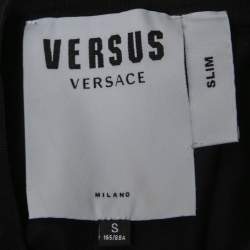 Pre Owned Versus Versace Black Contrast Logo Detail Cotton Crew Neck Half Sleeve T-Shirt S