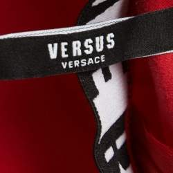 Pre Owned Versus Versace Red Cotton Logo Detailed High Neck T-Shirt XS