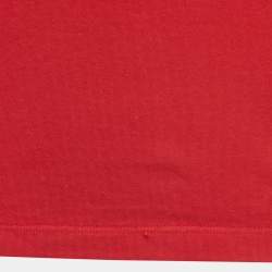 Pre Owned Versus Versace Red Cotton Logo Detailed High Neck T-Shirt XS