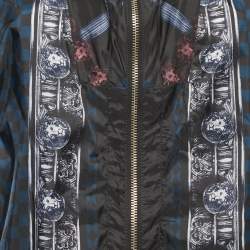 Versus Versace Black All-Over Print Synthetic Zip Front Jacket XL