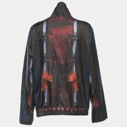 Versus Versace Black All-Over Print Synthetic Zip Front Jacket XL