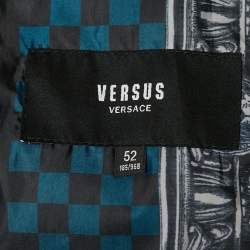 Versus Versace Black All-Over Print Synthetic Zip Front Jacket XL