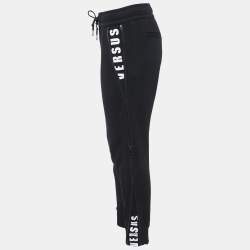 Versus Versace Black Logo Print Cotton Side Zip Detailed Joggers S