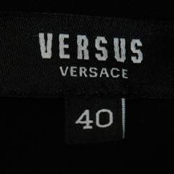 Pre Owned Versus Versace Black Crepe Logo Detailed Sleeveless Mini Dress S