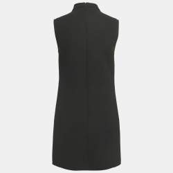 Pre Owned Versus Versace Black Crepe Logo Detailed Sleeveless Mini Dress S