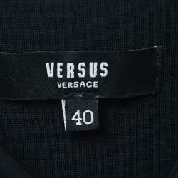 Pre Owned Versus Versace Blue Logo Print Denim & Crepe Sleeveless Mini Dress S