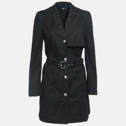 Versus Versace Black Stretch Cotton Trench Coat S