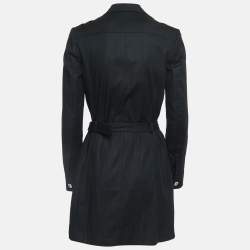 Versus Versace Black Stretch Cotton Trench Coat S