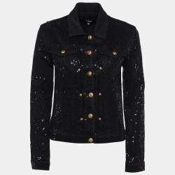 Versus Versace Black Denim Sequined Jacket S