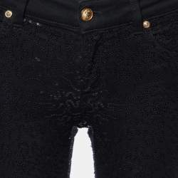 Versus Versace Black Sequined Denim Skinny Jeans S/Waist 28"