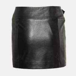 Pre Owned Versus Versace Black Leather Mini Skirt XS