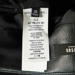 Pre Owned Versus Versace Black Leather Mini Skirt XS