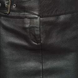 Pre Owned Versus Versace Black Leather Mini Skirt XS