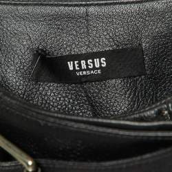 Pre Owned Versus Versace Black Leather Mini Skirt XS