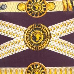 Pre Owned Versus Versace Burgundy/Yellow Printed Jersey Mini Dress L